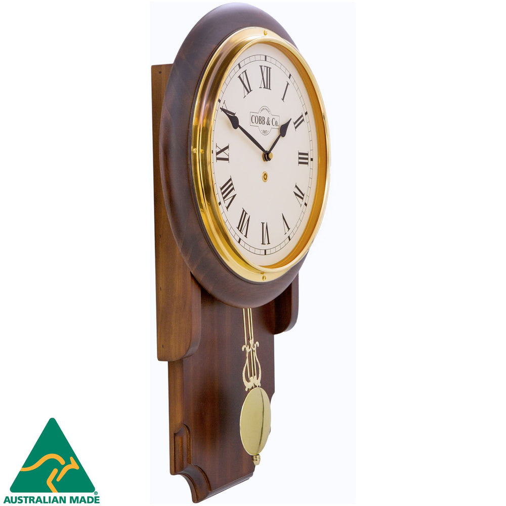 COBB Co Heritage Pendulum Chime Wall Clock Satin Walnut Roman 55cm 65148 2