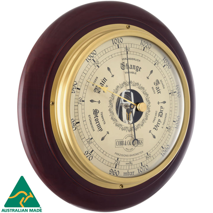 COBB Co Heritage Round Barometer Gloss Mahogany 28cm 66061 2