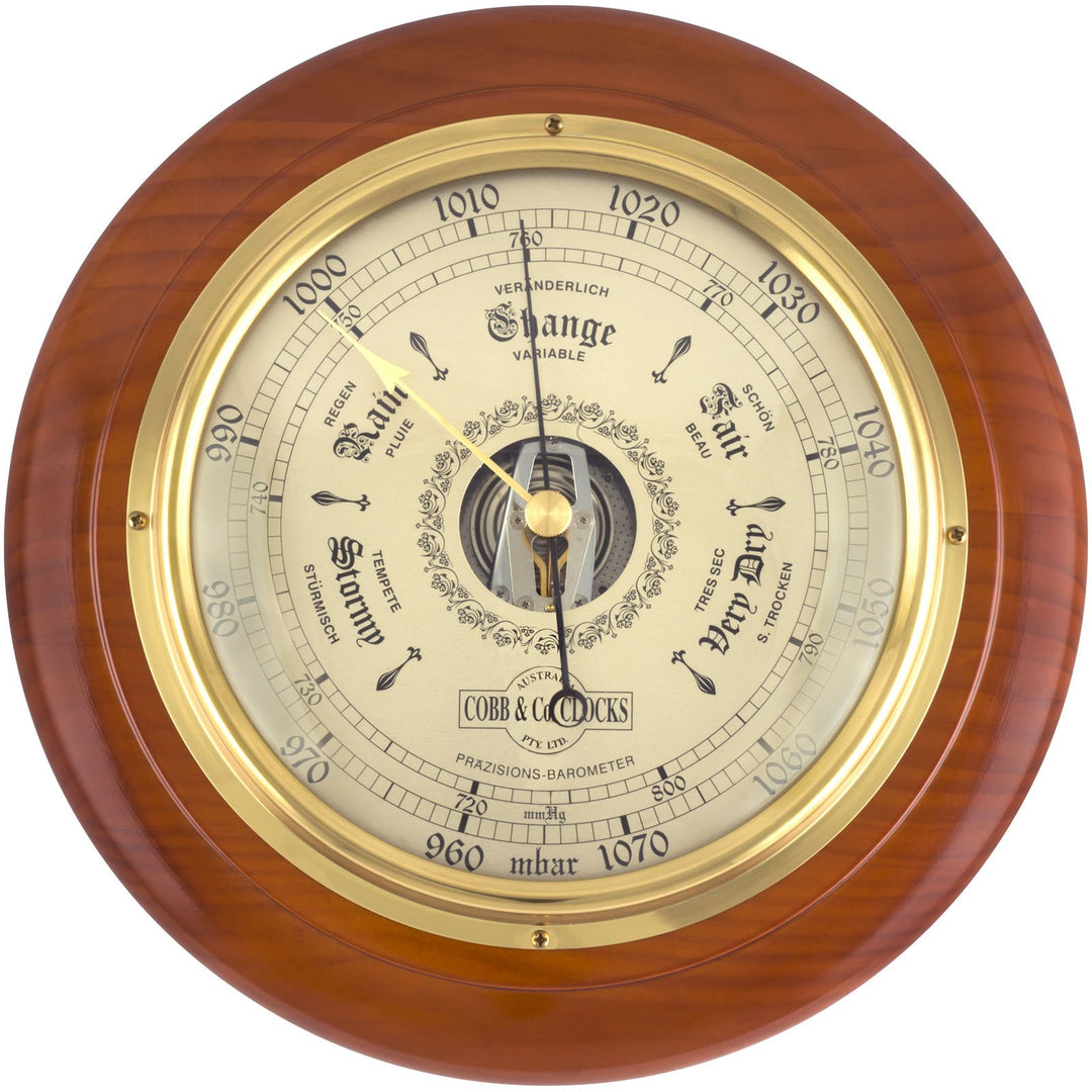 COBB Co Heritage Round Barometer Gloss Oak 28cm 66060 4