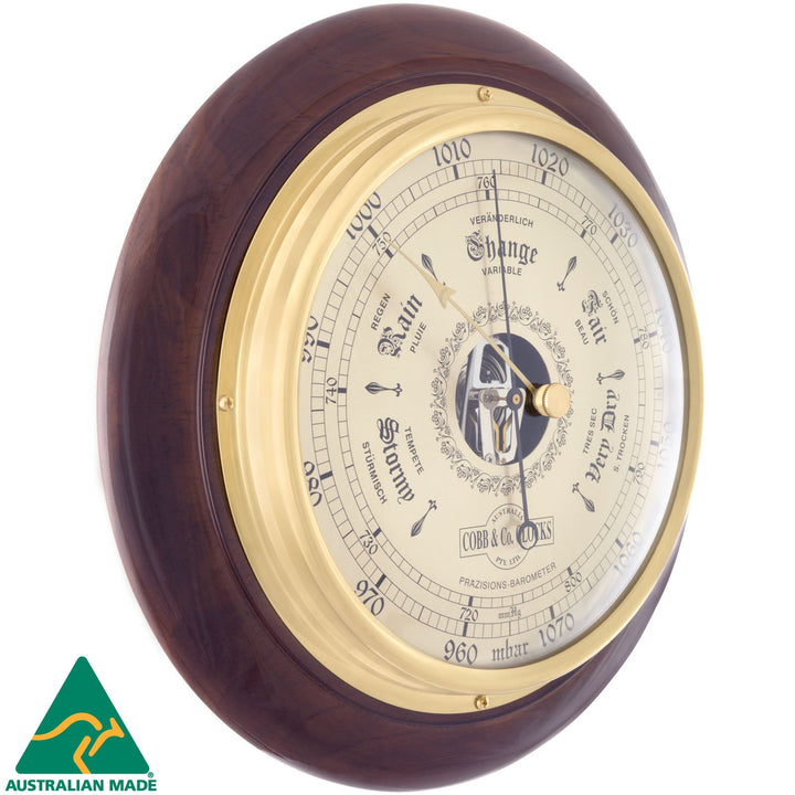 COBB Co Heritage Round Barometer Gloss Walnut 28cm 66062 2