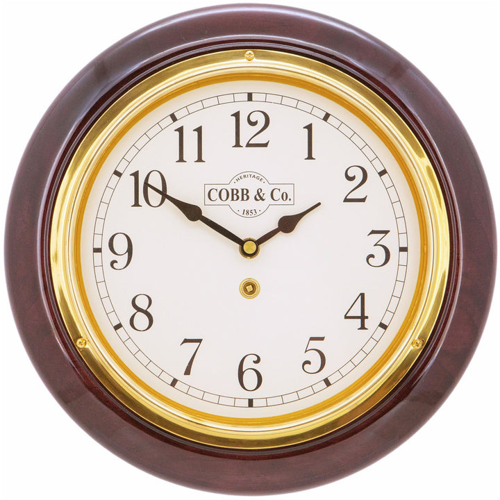 COBB Co Heritage Small Railway Wall Clock Gloss Mahogany Numbers 28cm 65004 4