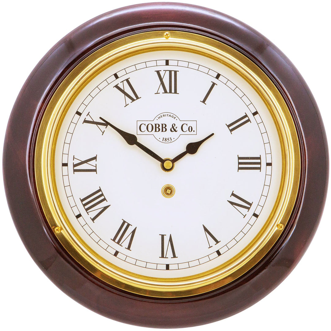 COBB Co Heritage Small Railway Wall Clock Gloss Mahogany Roman 28cm 65003 4