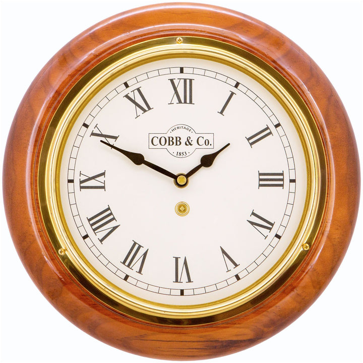 COBB Co Heritage Small Railway Wall Clock Gloss Oak Roman 28cm 65001 4