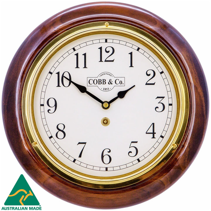 COBB Co Heritage Small Railway Wall Clock Gloss Walnut Numbers 28cm 65006 1