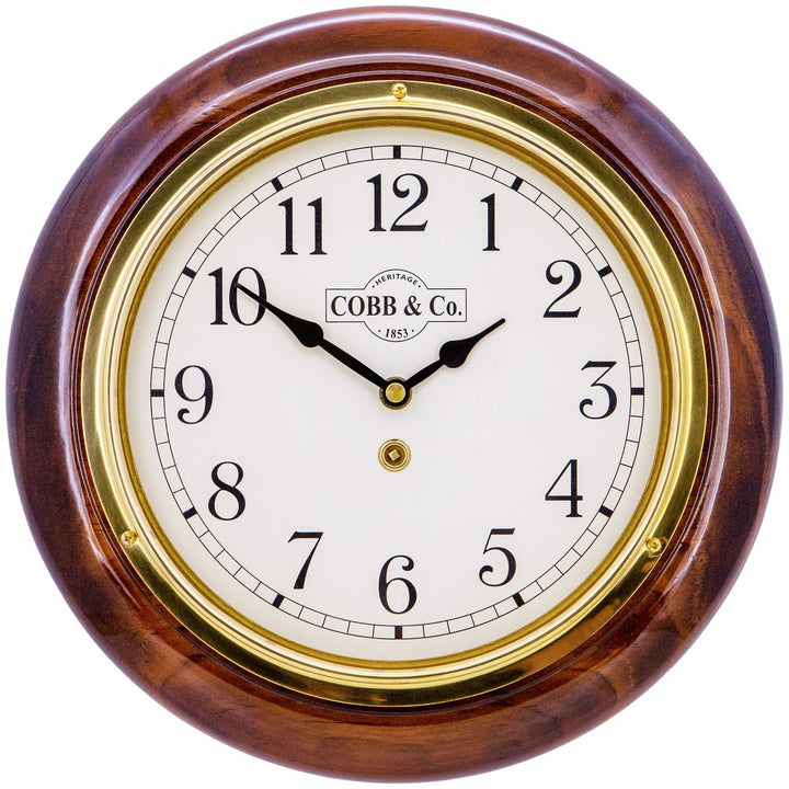 COBB Co Heritage Small Railway Wall Clock Gloss Walnut Numbers 28cm 65006 4