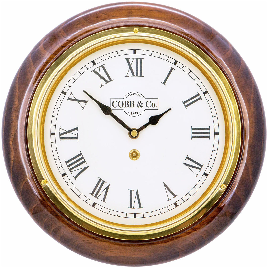 COBB Co Heritage Small Railway Wall Clock Gloss Walnut Roman 28cm 65005 4