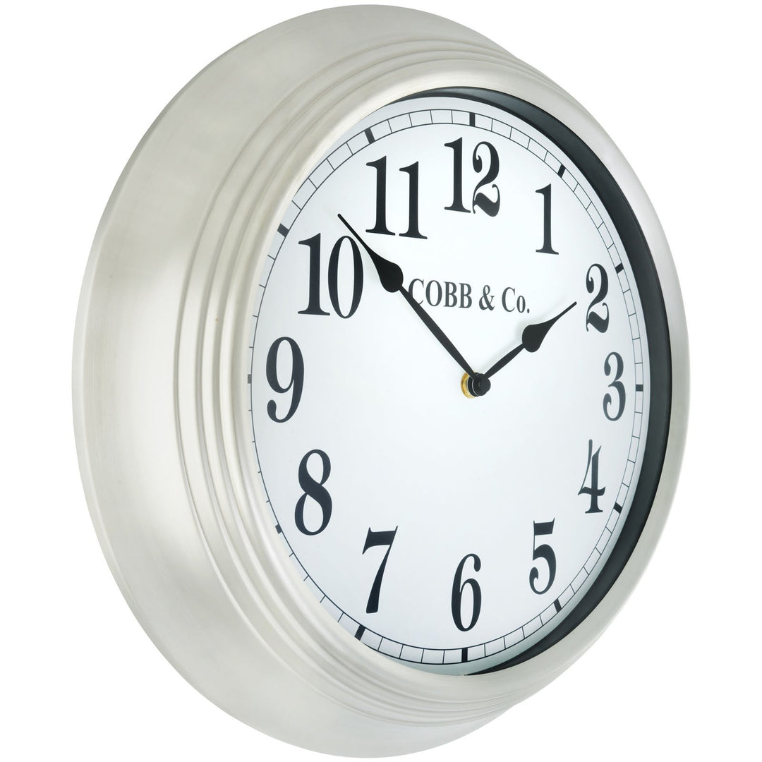COBB Co Heritage Stainless Steel Wall Clock Silver Numbers 38cm STAINLESS 2