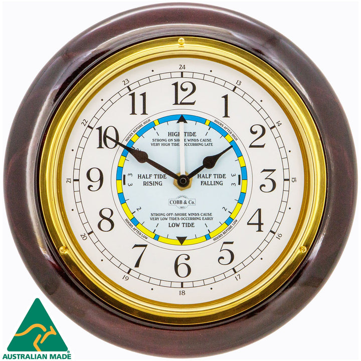 COBB Co Heritage Time Tide Wall Clock Gloss Mahogany Numbers 28cm 65161 1
