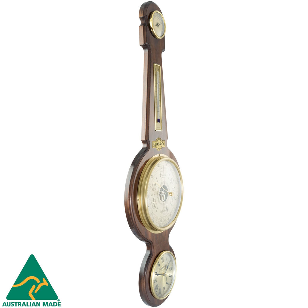 COBB Co Large Banjo Clock Weather Station Gloss Walnut 84cm 66102 2