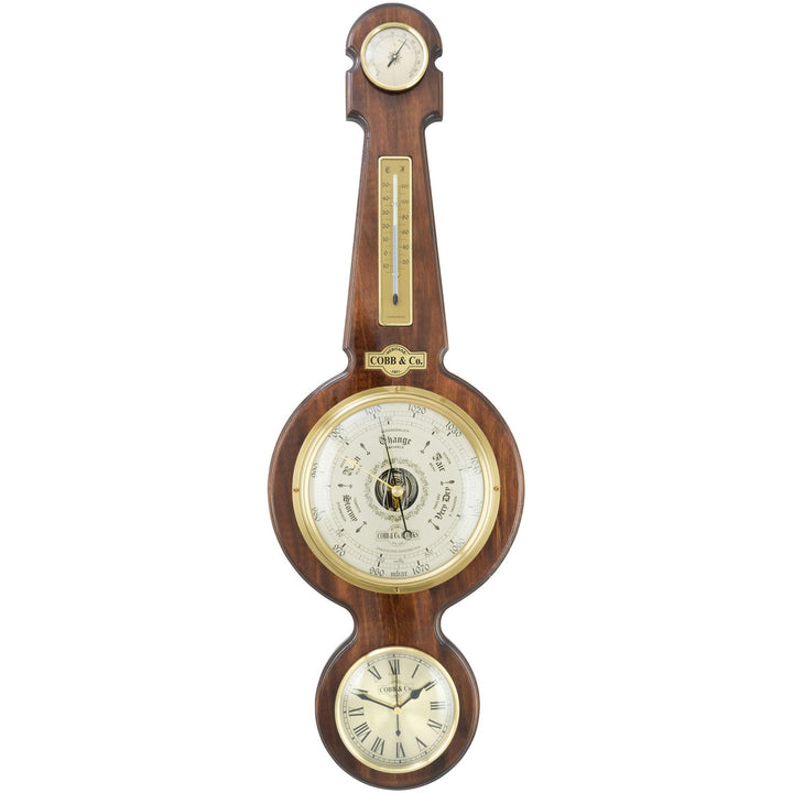 COBB Co Large Banjo Clock Weather Station Gloss Walnut 84cm 66102 4