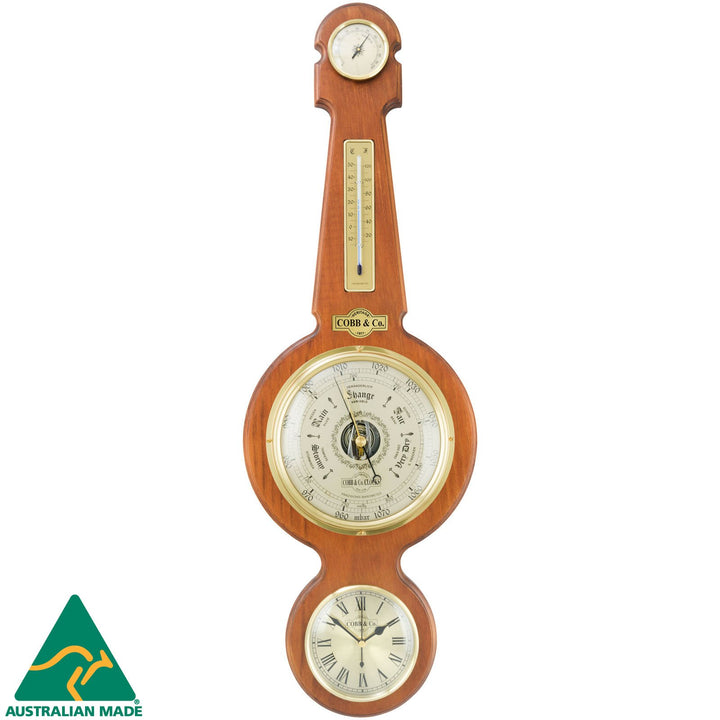COBB Co Large Banjo Clock Weather Station Satin Oak 84cm 66112 1
