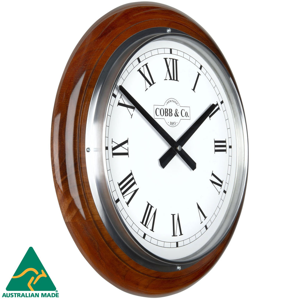 COBB Co Large Railway Wall Clock Gloss Oak Roman 40cm 65380 1