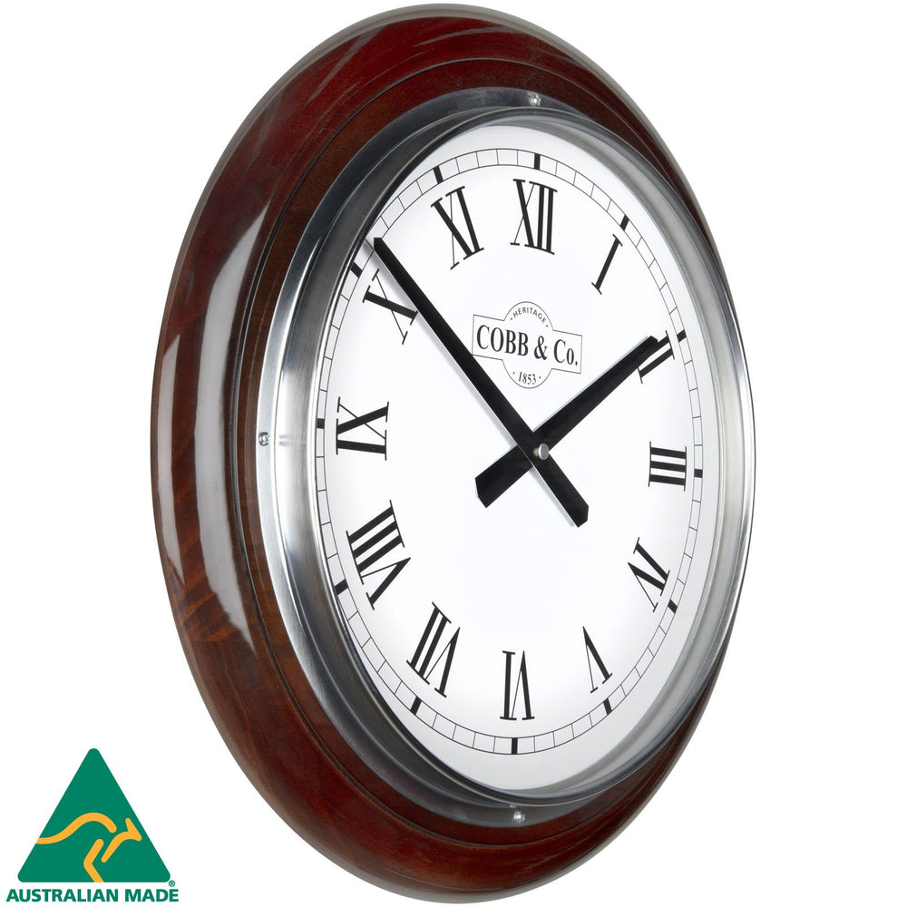 COBB Co Large Railway Wall Clock Gloss Walnut Roman 40cm 65384 1