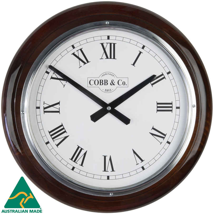 COBB Co Large Railway Wall Clock Gloss Walnut Roman 40cm 65384 2