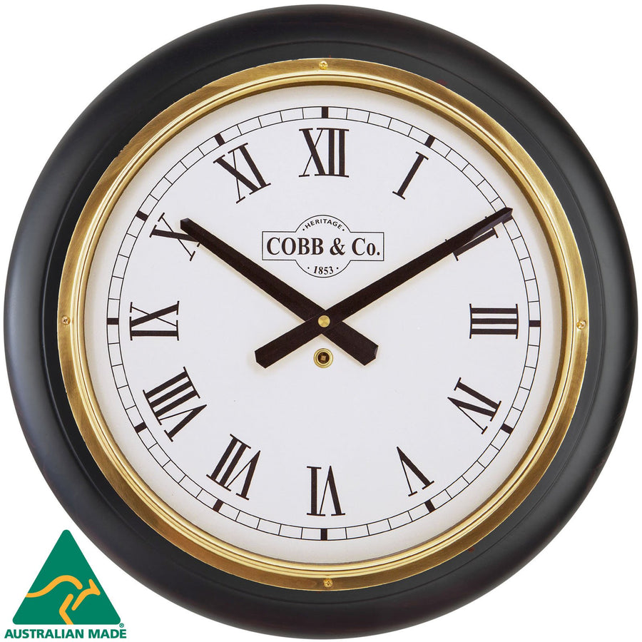 COBB Co Large Railway Wall Clock Satin Mahogany Roman 40cm 65102 1