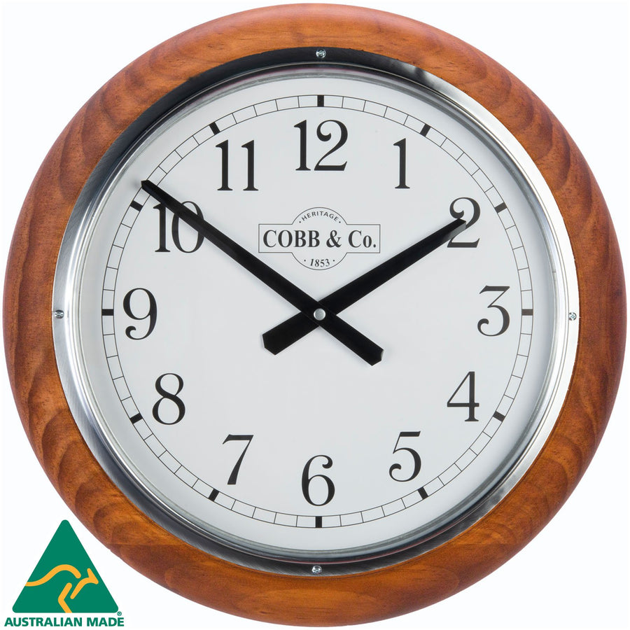 COBB Co Large Railway Wall Clock Satin Oak Numbers 40cm 65401 2