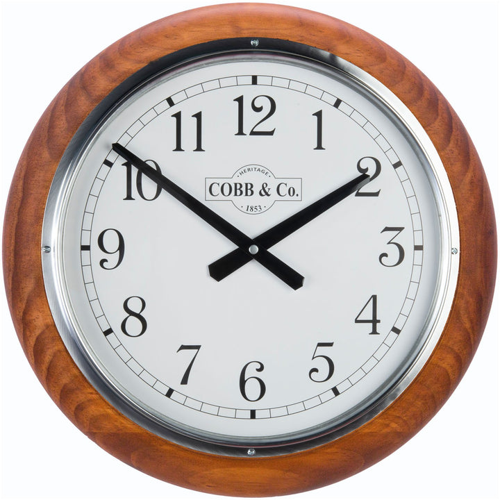 COBB Co Large Railway Wall Clock Satin Oak Numbers 40cm 65401 4