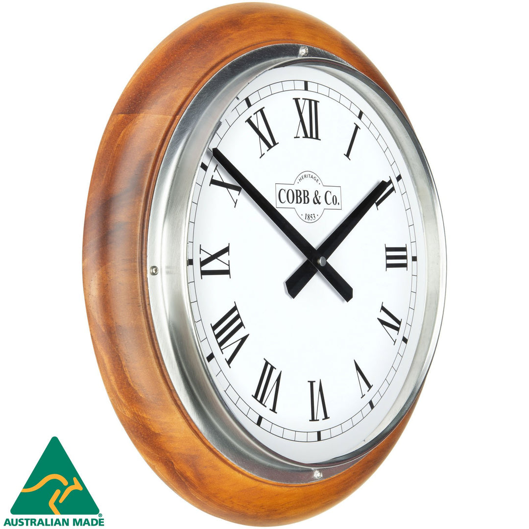 COBB Co Large Railway Wall Clock Satin Oak Roman 40cm 65400 1