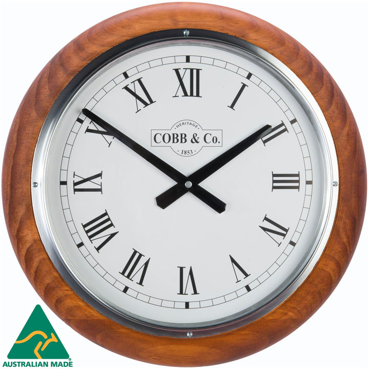 COBB Co Large Railway Wall Clock Satin Oak Roman 40cm 65400 2