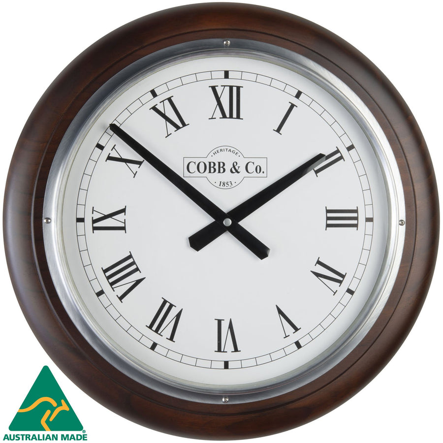 COBB Co Large Railway Wall Clock Satin Walnut Roman 40cm 65404 2