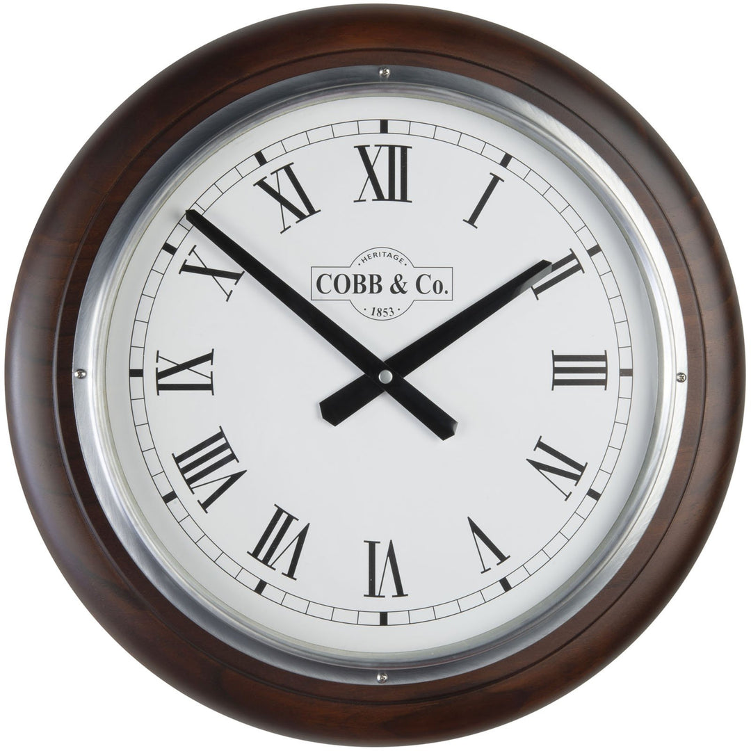 COBB Co Large Railway Wall Clock Satin Walnut Roman 40cm 65404 4