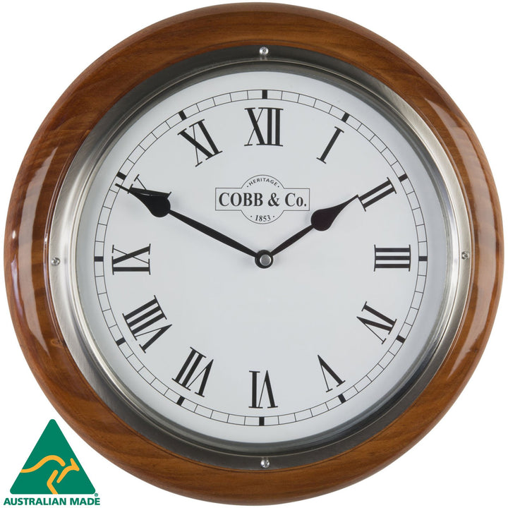 COBB Co Medium Railway Wall Clock Gloss Oak Roman 32cm 65340 2