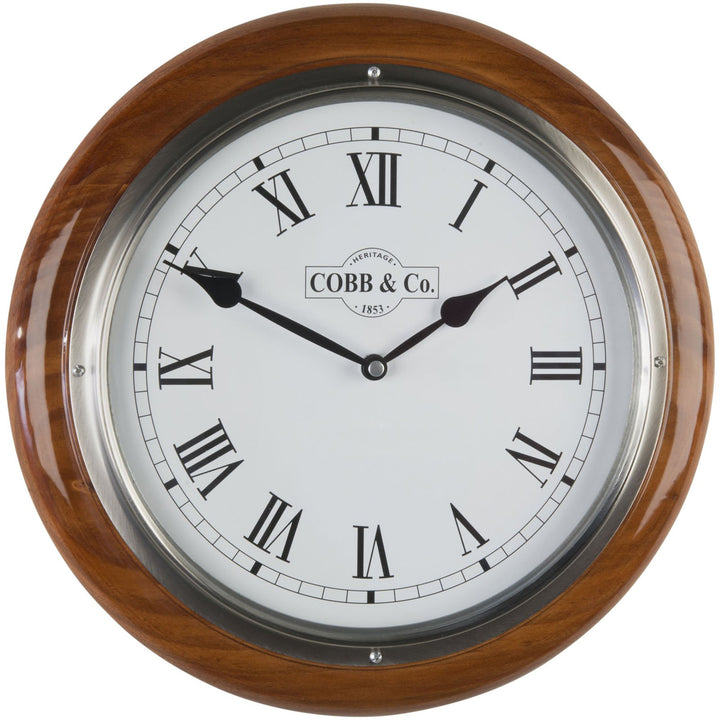 COBB Co Medium Railway Wall Clock Gloss Oak Roman 32cm 65340 4
