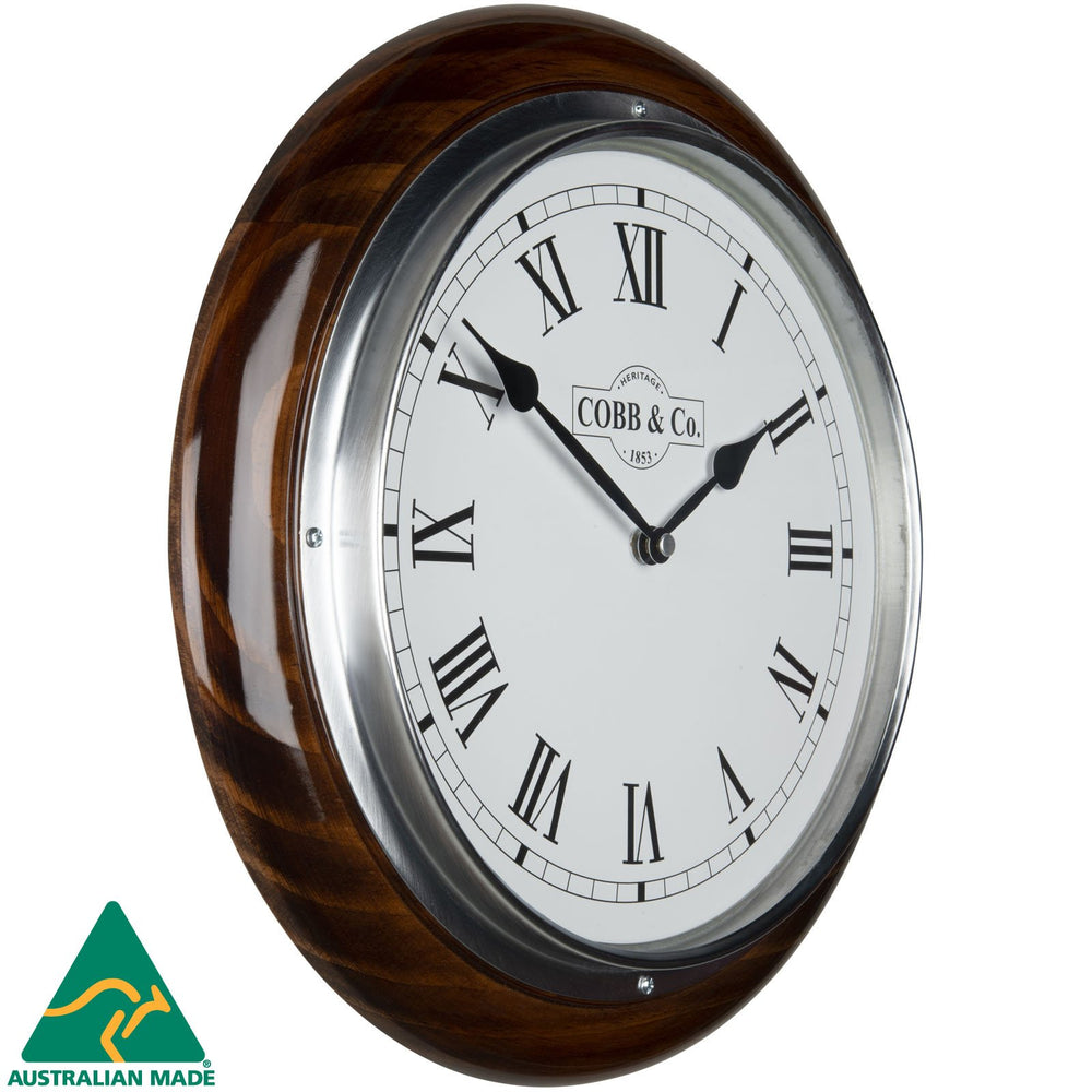 COBB Co Medium Railway Wall Clock Gloss Walnut Roman 32cm 65344 1