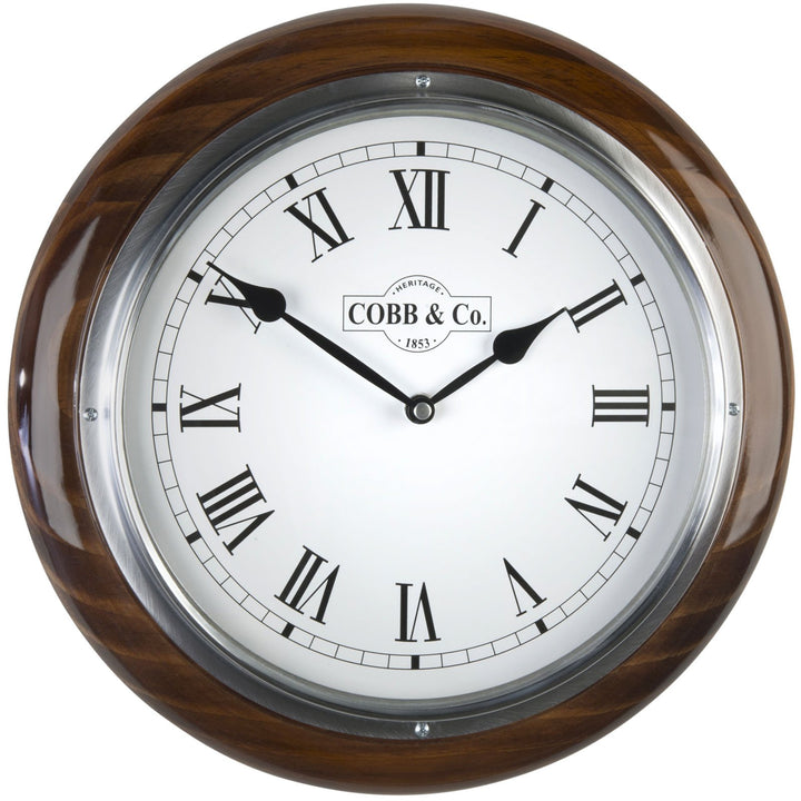 COBB Co Medium Railway Wall Clock Gloss Walnut Roman 32cm 65344 4