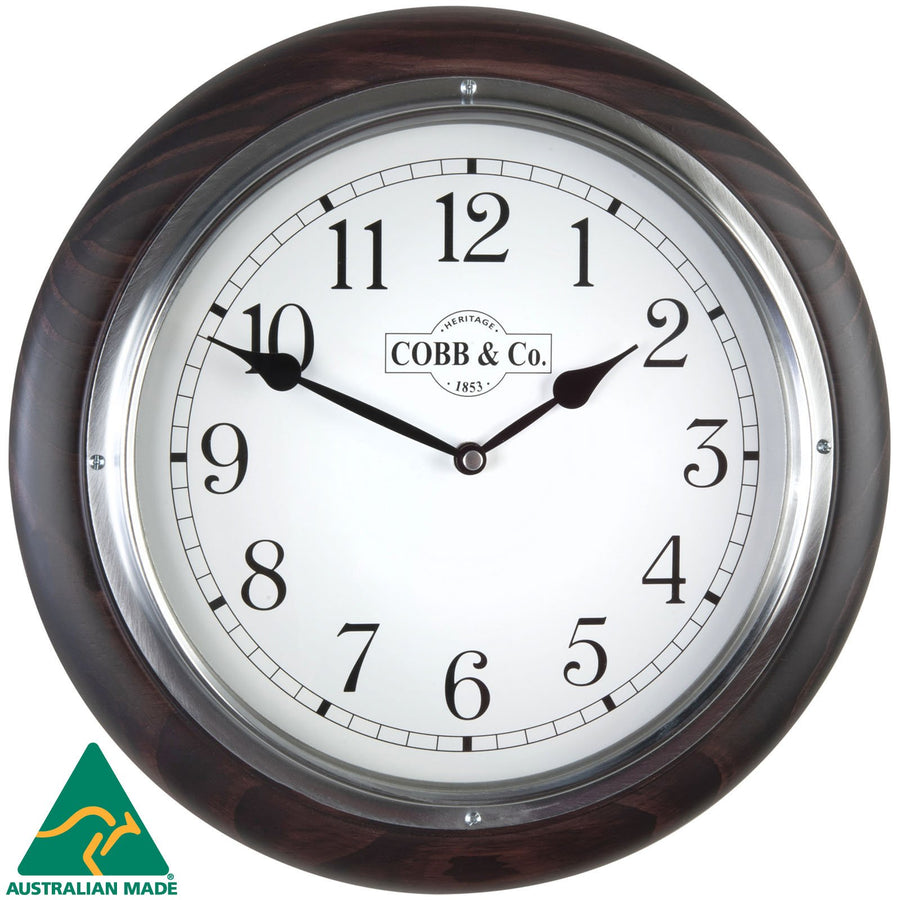 COBB Co Medium Railway Wall Clock Satin Mahogany Numbers 32cm 65368 2