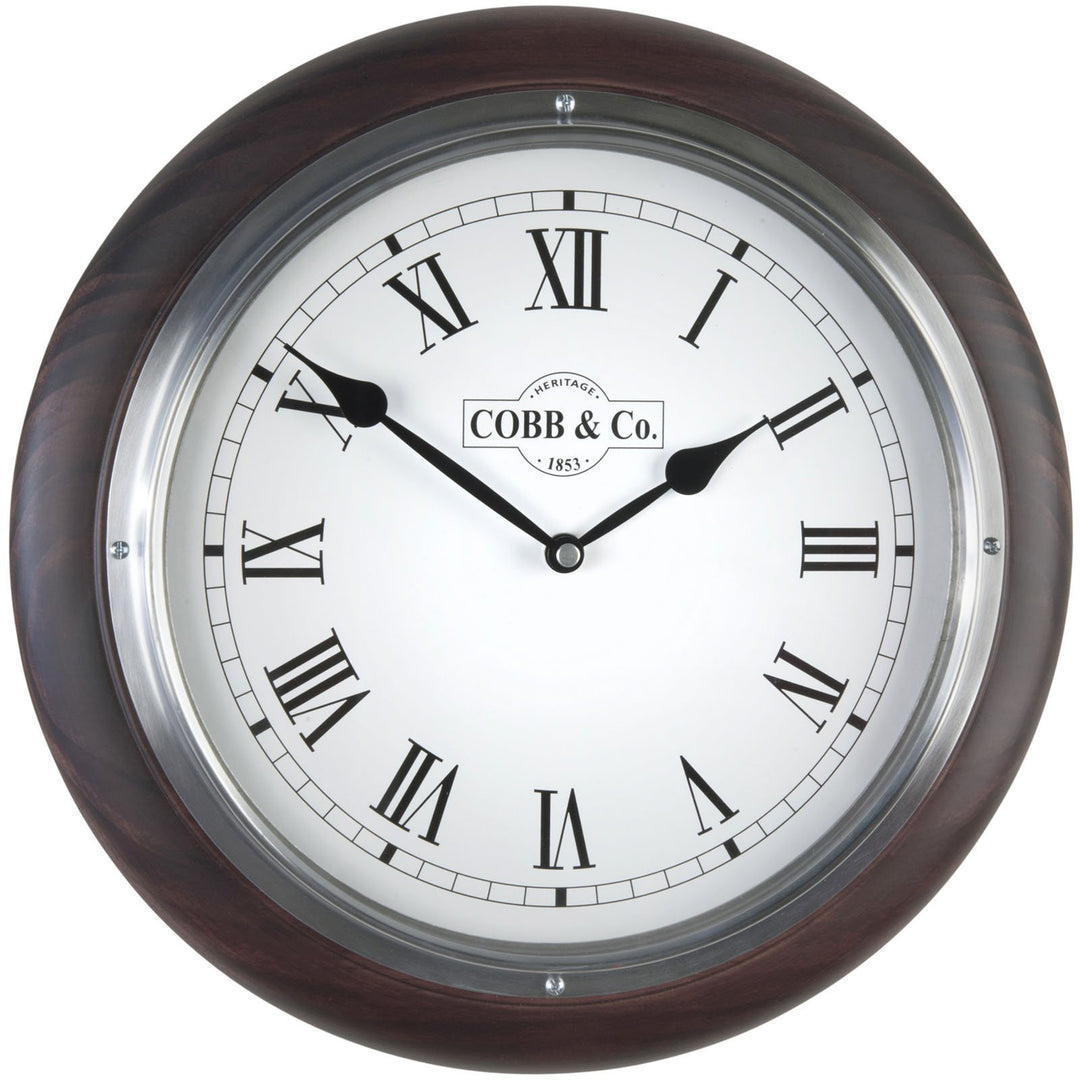 COBB Co Medium Railway Wall Clock Satin Mahogany Roman 32cm 65367 4