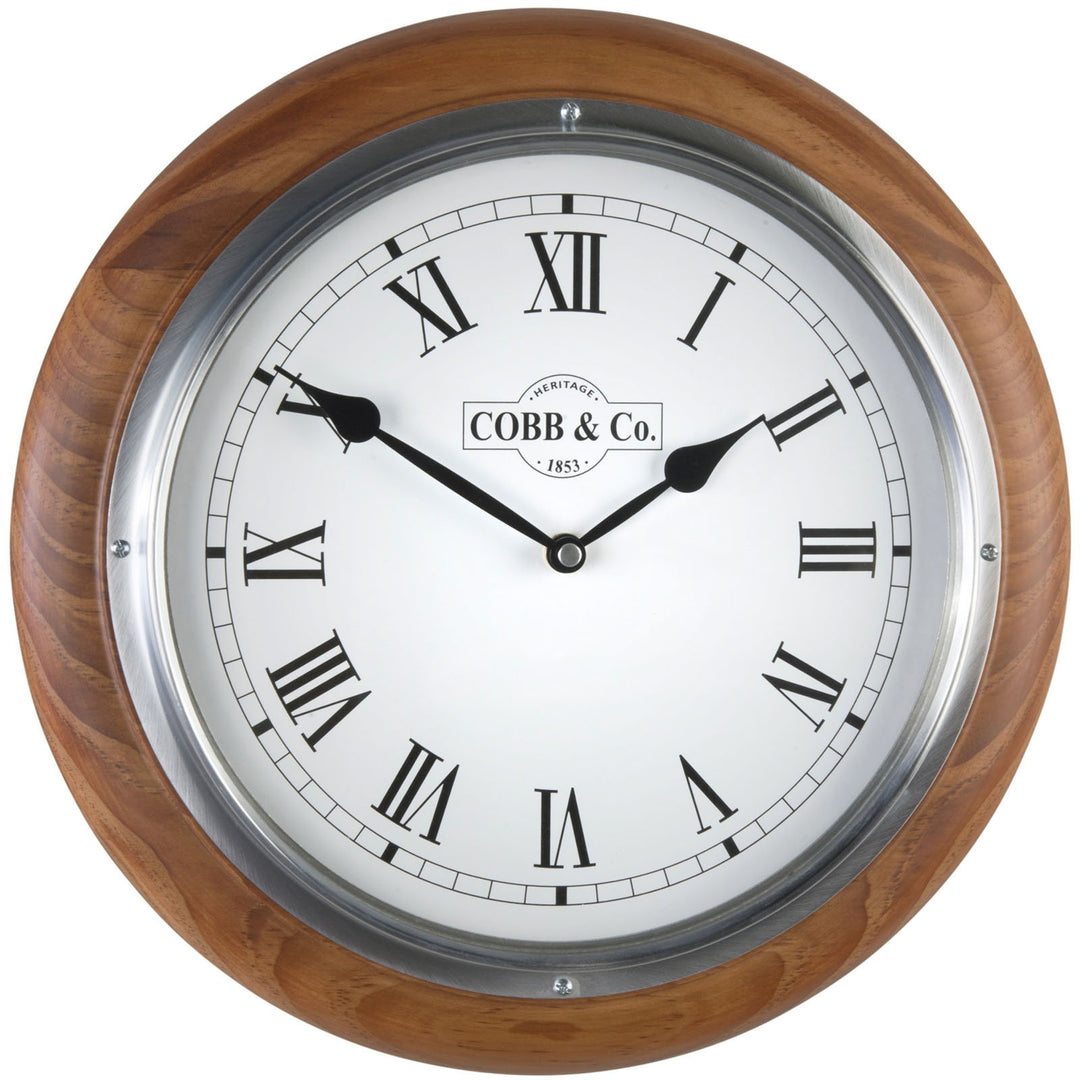 COBB Co Medium Railway Wall Clock Satin Oak Roman 32cm 65365 4