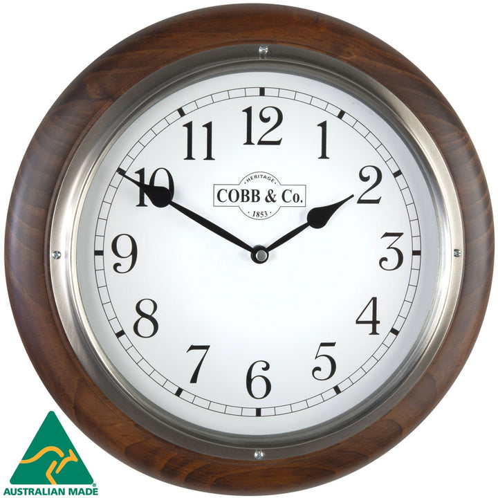 COBB Co Medium Railway Wall Clock Satin Walnut Numbers 32cm 65370 2
