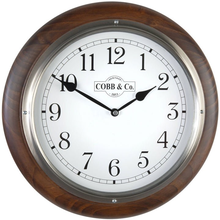 COBB Co Medium Railway Wall Clock Satin Walnut Numbers 32cm 65370 4