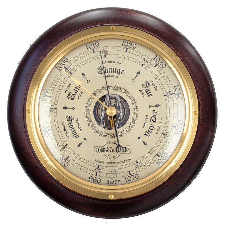 COBB Co Round Barometer Satin Mahogany 28cm 66073 4