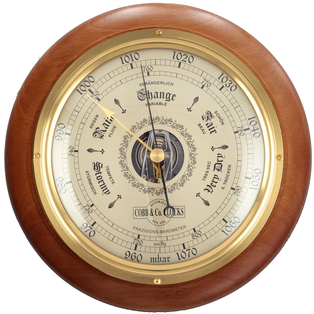 COBB Co Round Barometer Satin Oak 28cm 66072 4