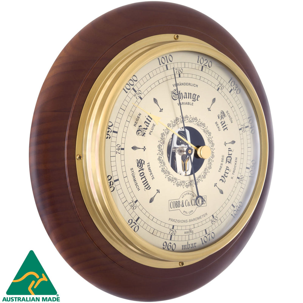 COBB Co Round Barometer Satin Walnut 28cm 66074 2
