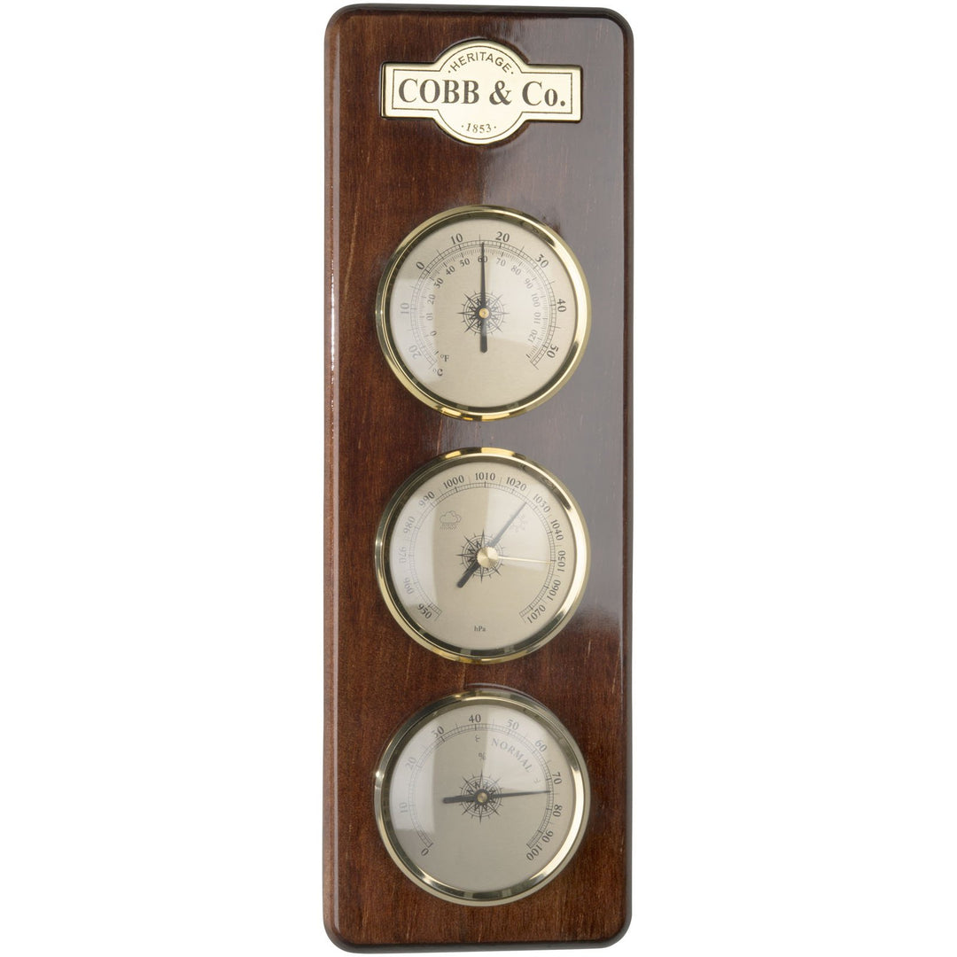 COBB Co Small 3 in 1 Bar Weather Station Gloss Walnut 32cm 66022 4