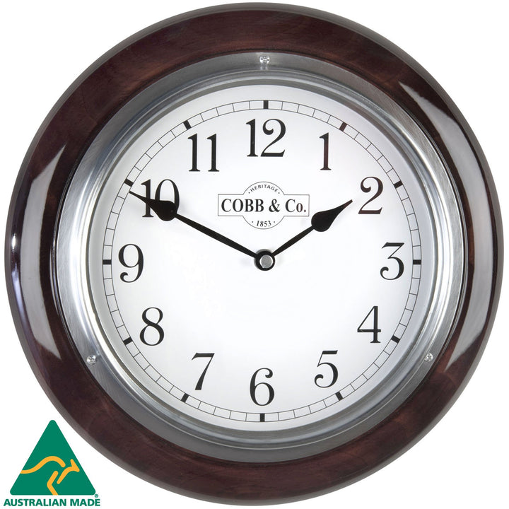 COBB Co Small Railway Wall Clock Gloss Mahogany Numbers 28cm 65304 2