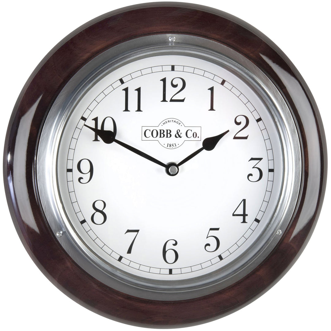 COBB Co Small Railway Wall Clock Gloss Mahogany Numbers 28cm 65304 4