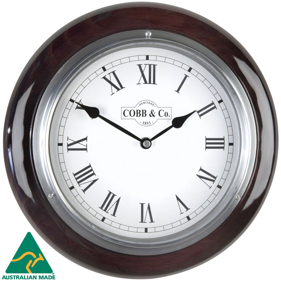 COBB Co Small Railway Wall Clock Gloss Mahogany Roman 28cm 65303 2