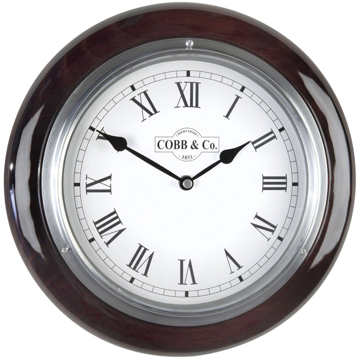 COBB Co Small Railway Wall Clock Gloss Mahogany Roman 28cm 65303 4