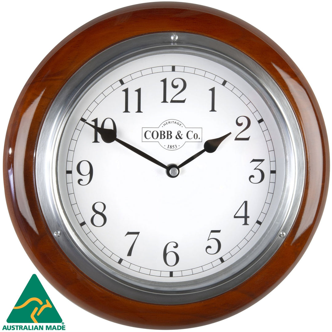 COBB Co Small Railway Wall Clock Gloss Oak Numbers 28cm 65302 2