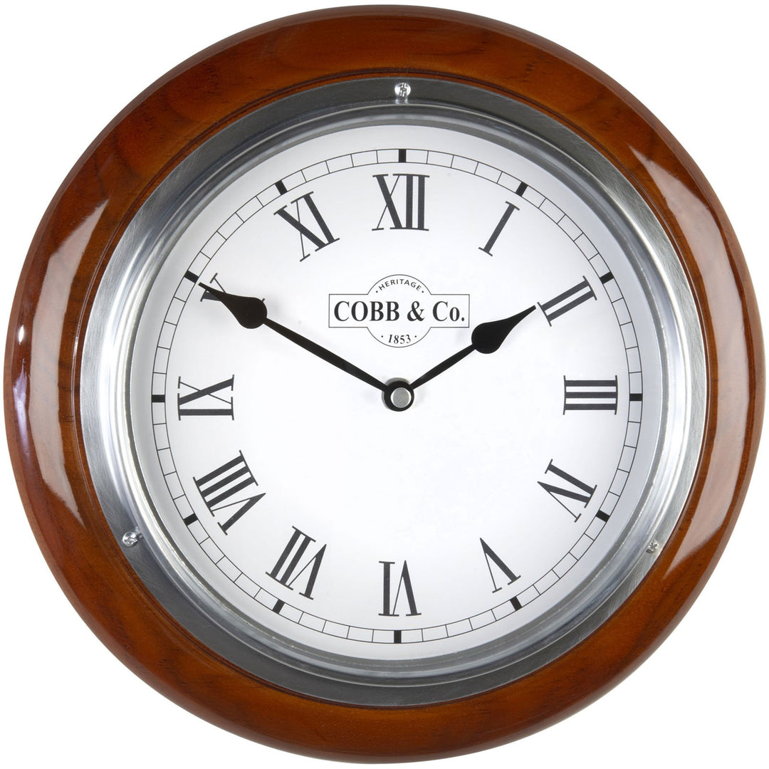 COBB Co Small Railway Wall Clock Gloss Oak Roman 28cm 65301 4
