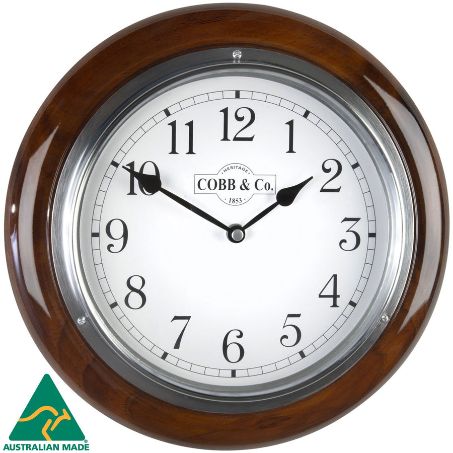 COBB Co Small Railway Wall Clock Gloss Walnut Numbers 28cm 65306 2