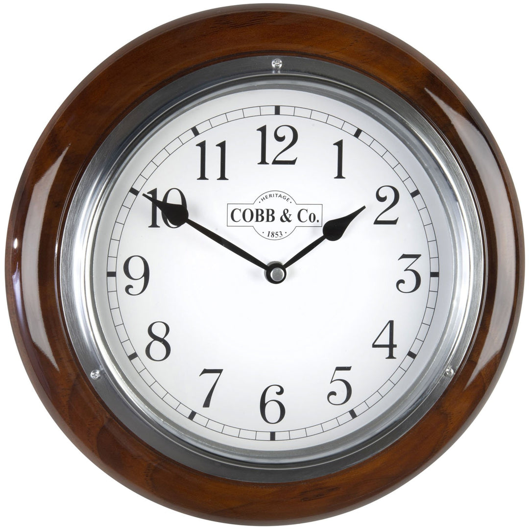 COBB Co Small Railway Wall Clock Gloss Walnut Numbers 28cm 65306 4