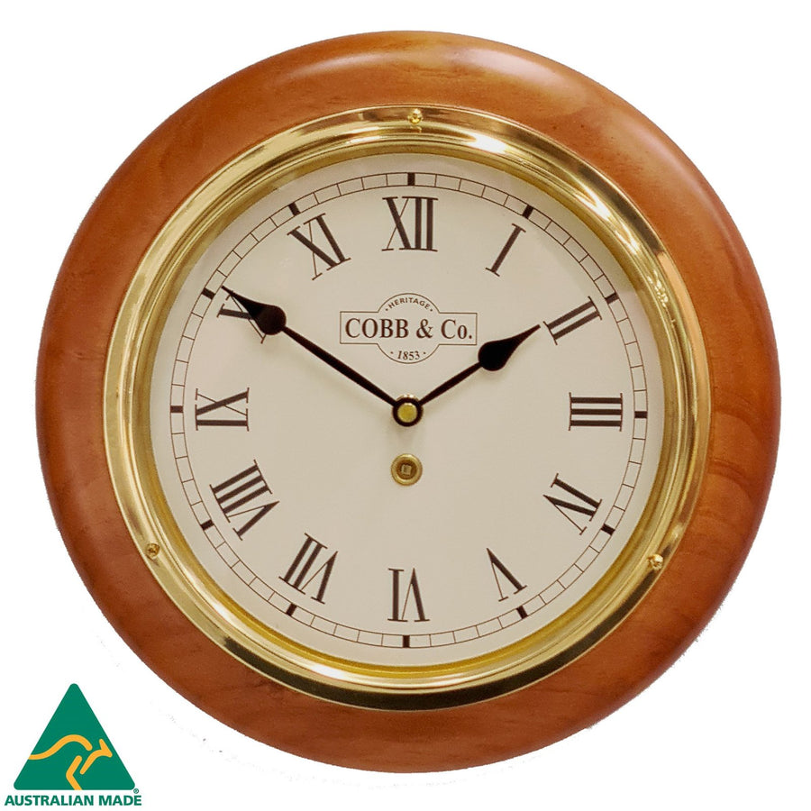 COBB Co Small Railway Wall Clock Satin Oak Roman 28cm 65020 1