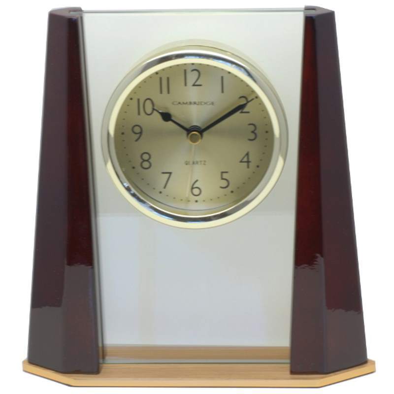 Cambridge Transparent Pyramid Wooden Alarm Clock Cherry 19cm T138 A 1