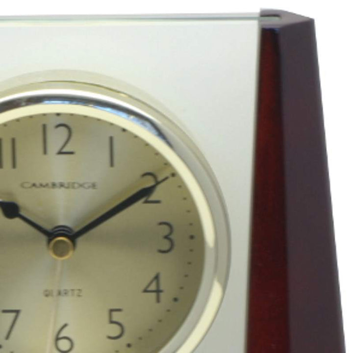 Cambridge Transparent Pyramid Wooden Alarm Clock Cherry 19cm T138 A 2