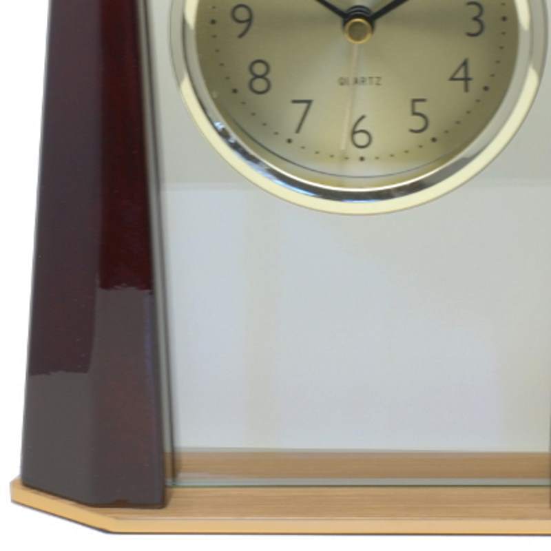 Cambridge Transparent Pyramid Wooden Alarm Clock Cherry 19cm T138 A 3